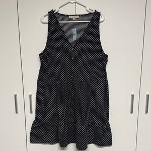 LOFT Black and White Polka Dot Dress Petite NWT